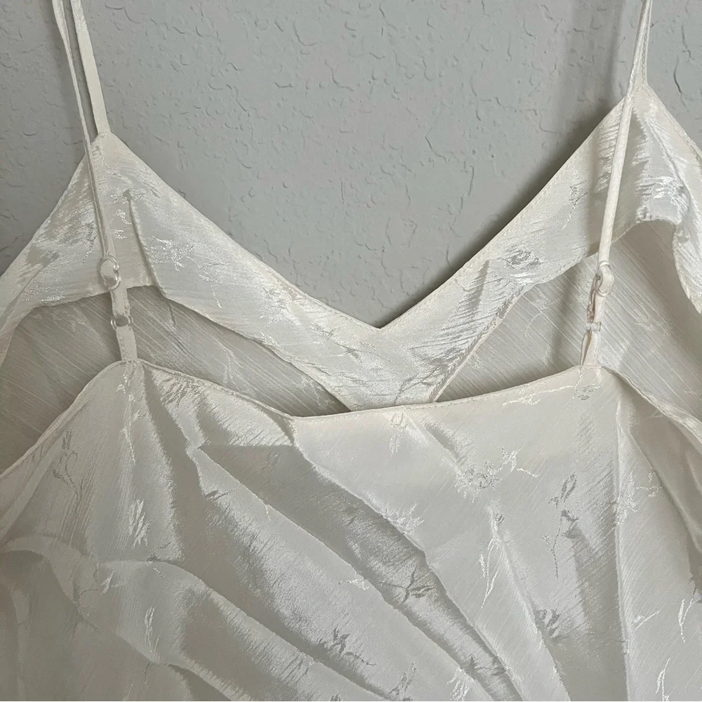 Vintage 90s Ivory Floral Embroidered Camisole Top Size 6 Fairy Coquette Cottage